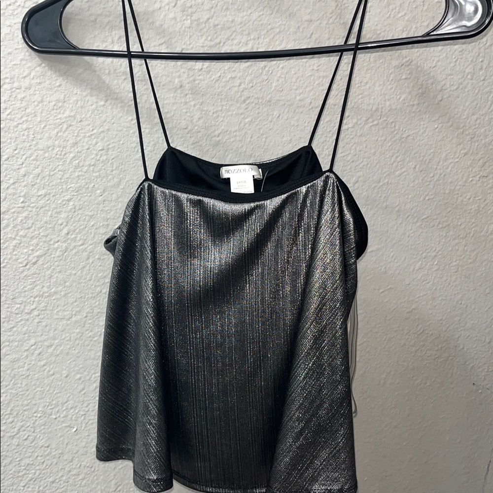 Zara Metallic Black and Silver Camisole